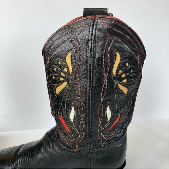 Vtg ACME Shorty Pee Wee Cowgirl boots snip toe Sz 9 Womens Western Rodeo Inlay - Picture 5 of 14